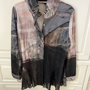 Damee abstract mesh sheer top size large